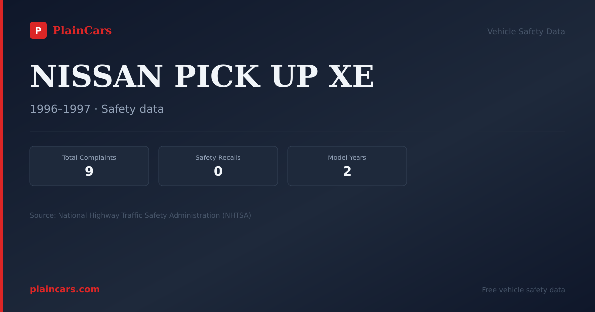 Shareable NHTSA safety card for NISSAN PICK UP XE: NHTSA complaints and recalls